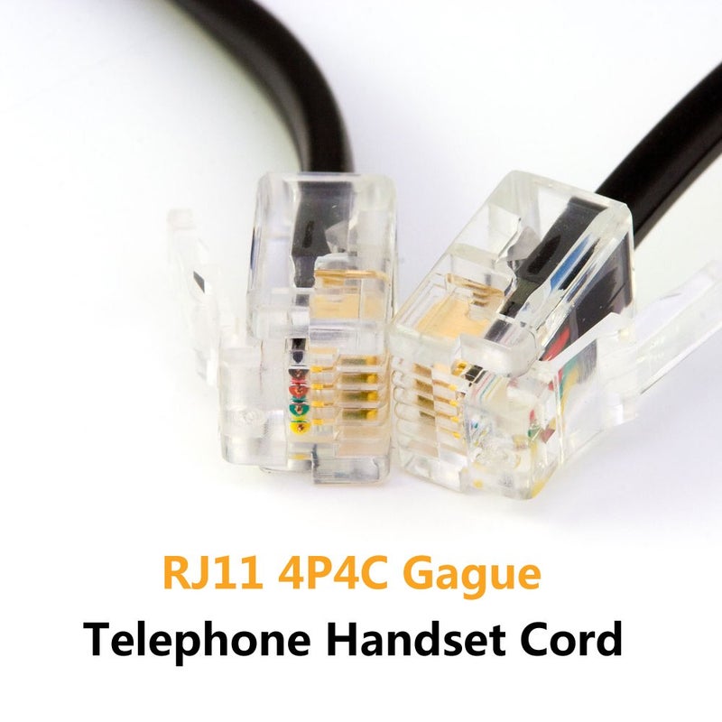 Uvital Telephone Phone Handset Cable Cord, Coiled Length 0.72 to 4.5 Feet Uncoiled Landline Phone Handset Cable Cord RJ9/RJ10/RJ22 4P4C(Black) (4.5ft) - Image 3